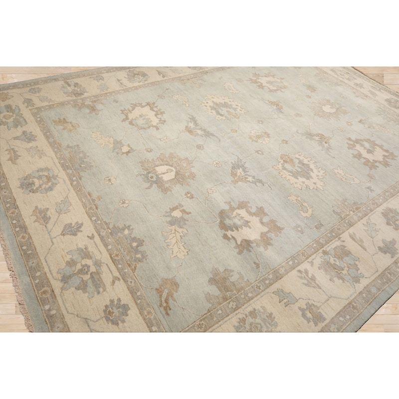 Multi Size Hand Knotted Mint Oushak Wool Area Rug Stone Wash Oriental