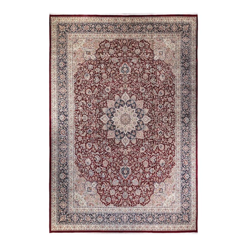 Overton Handknotted Wool Traditional Oriental Red Area Rug - 12' x 18' - Red - 12' x 18'