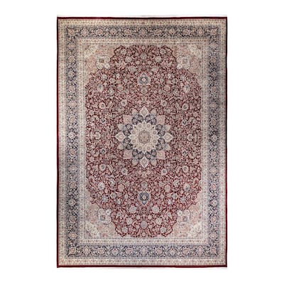 Overton Handknotted Wool Traditional Oriental Red Area Rug - 12' x 18'