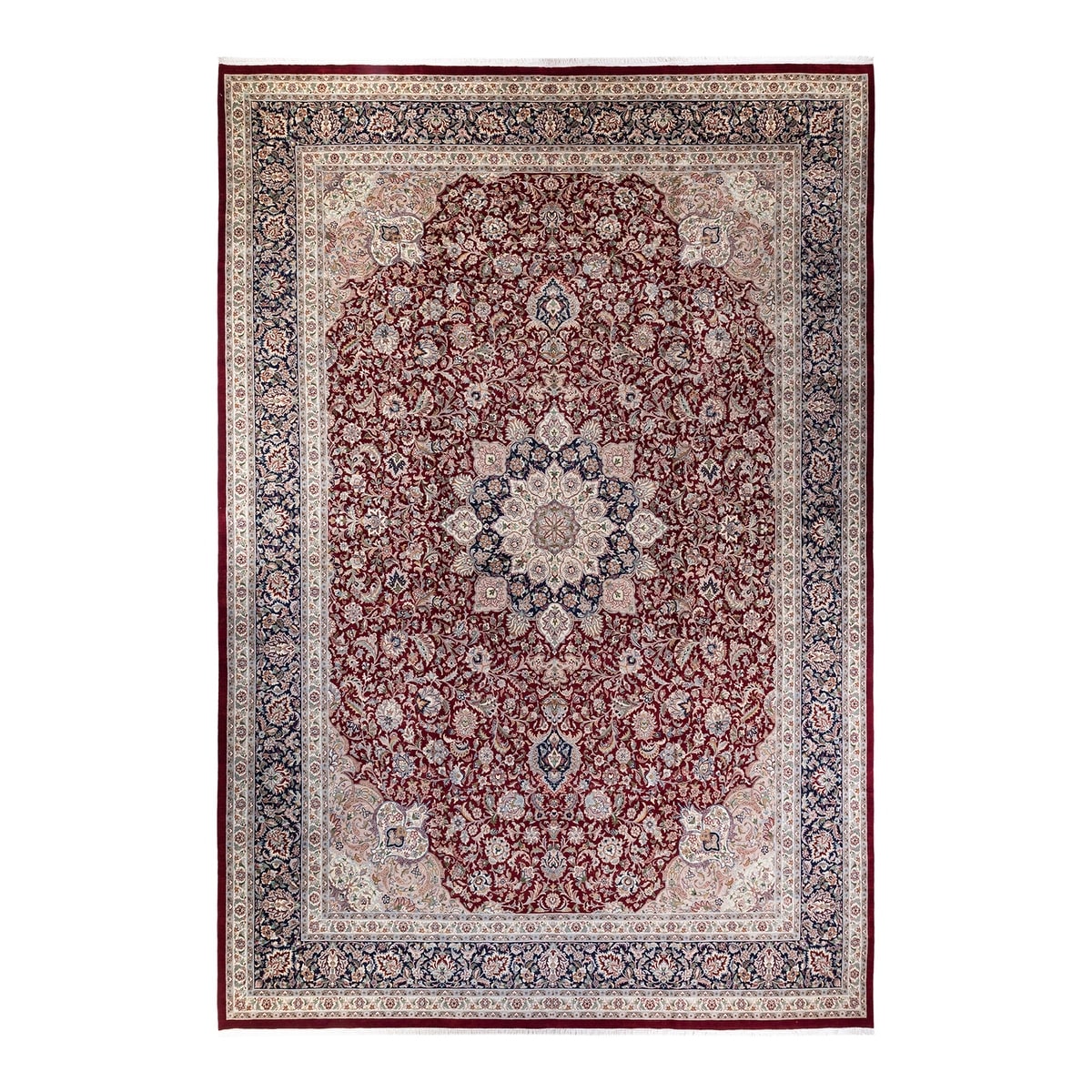 Overton Handknotted Wool Traditional Oriental Red Area Rug - 12' x 18'