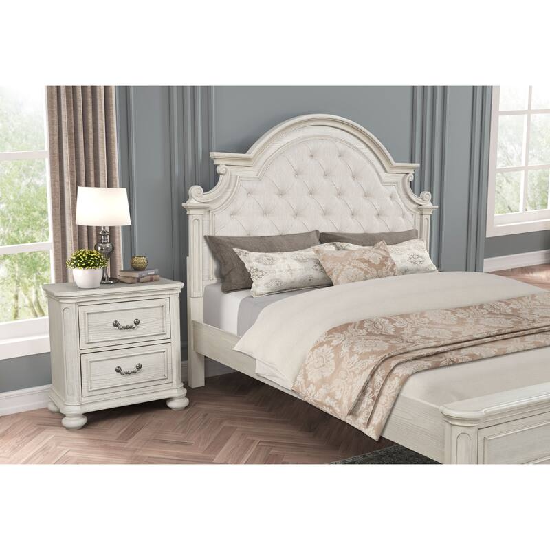 Roundhill Furniture Nelson French Traditional 3-Piece Bedroom Set, Antique White