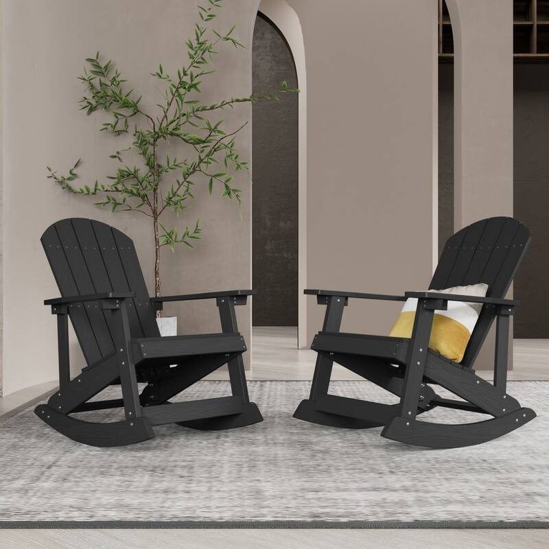 WINSOON HIPS All Weather Outdoor Indoor Oversized Rocking Chair,Adirondack Rocking Chair Set of 4