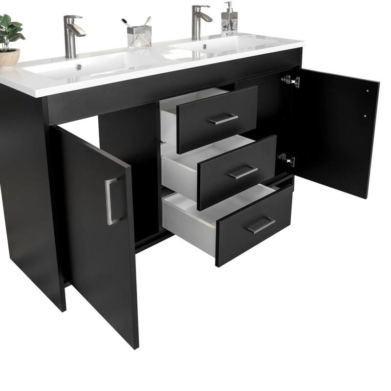 Olivia 60" Double Sink Freestanding Bathroom Vanity with Top Set