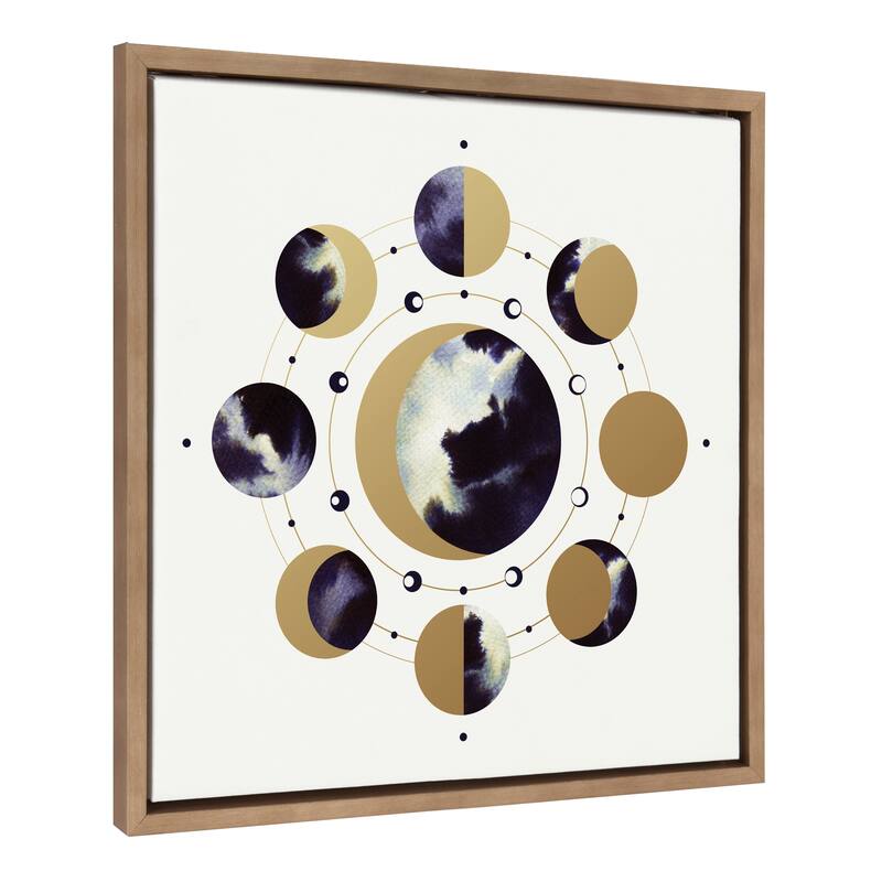 Kate and Laurel Sylvie Lunar Light Framed Canvas by Faryn Hughes - 22x22 - Gold