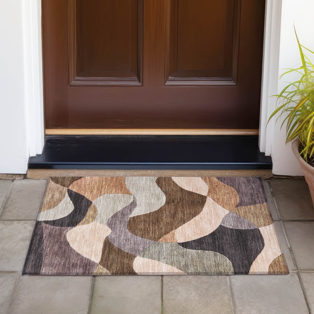 Machine Washable Indoor/Outdoor Modern Century Chantille Rug