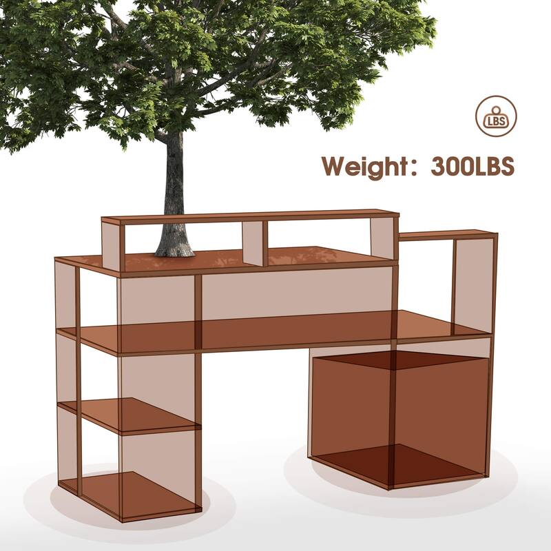 Ivinta Computer Desk with Drawers and Hutch, Modern Office Desk with File Cabinet, Small Desk for Bedroom