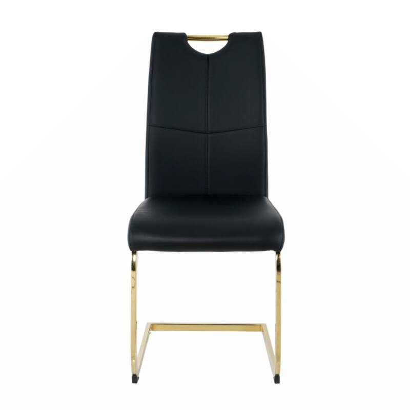 Dining Living Room Chairs Upholstered Chair with gold Metal Legs Design Set of 2