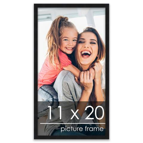 11x20 Frame Black Wood Picture Frame - UV Acrylic, Foam Board Backing,