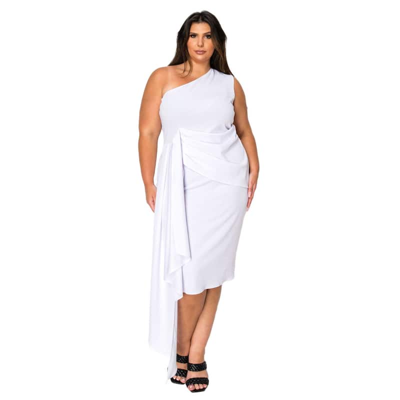 L I V D Plus Size Esme Front Draped Sash Dress - 1X - White