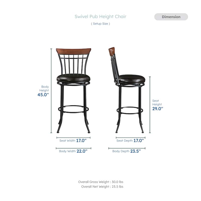 Argonne 29"H Faux leather Swivel Counter Height Chair - Metal Base