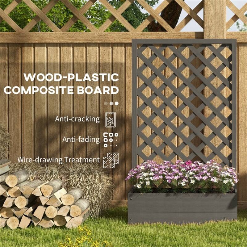 Outdoor Solid Fir Wood Flower Shelf Garden Planter Bed with Back Net Board for Herb or Plants - 28.5"L x 12.5"W x 58.75"H