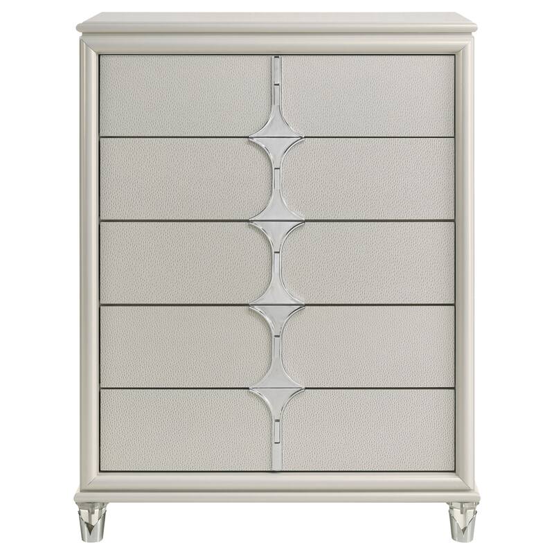 Gwendolyn Pearl White 5-drawer Bedroom Chest of Drawers