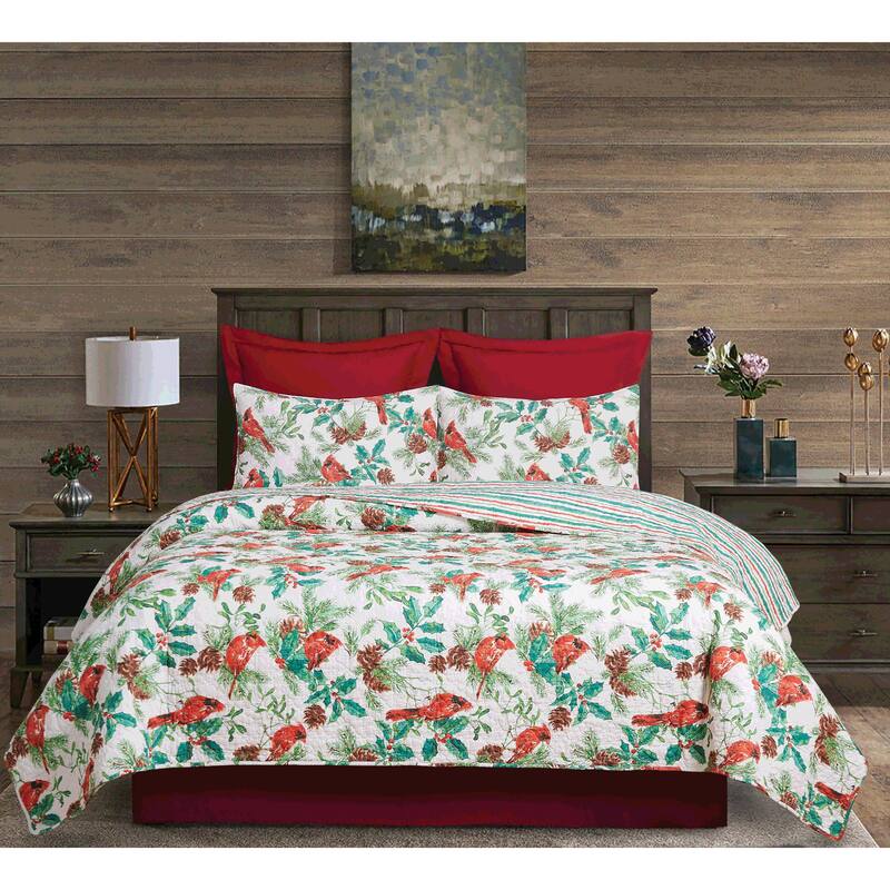 Delwyn Cardinal Cotton Quilt Set