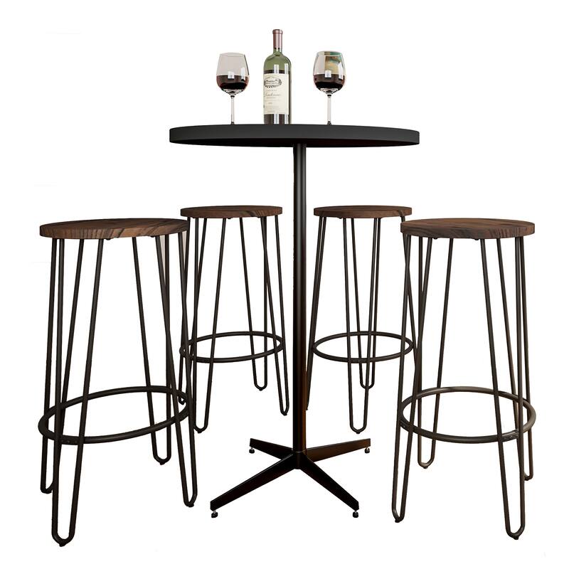 Modern Farmhouse Elm Wood 24"Barstool (Set of 2) by Lavish Home