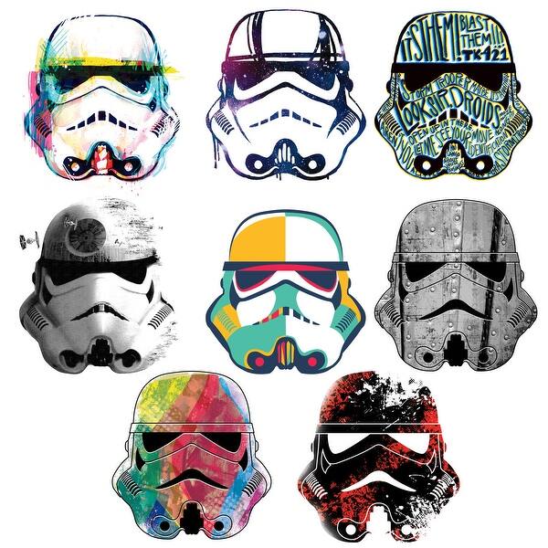 slide 1 of 2, Black & Red & White Star Wars Artistic Storm Trooper Heads Wall Decals by RoomMates