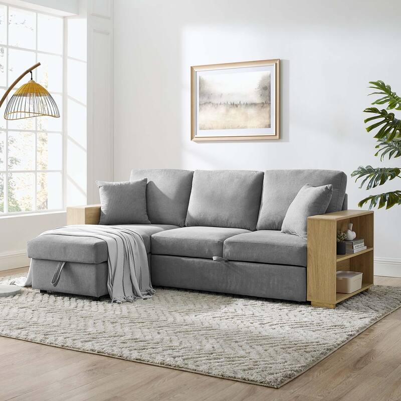 Classic and Cozy L-shape Pull-out Sleeper Sectional Sofa