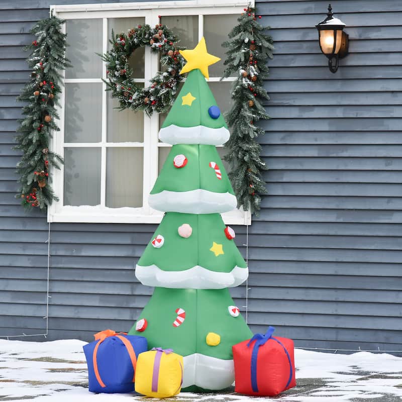HOMCOM 6 ft. Inflatable Christmas Tree with Presents, Outdoor Christmas Decoration