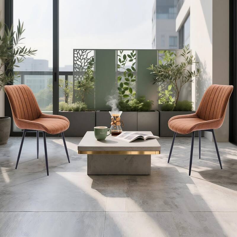Upholstered Dining Chairs Set of 2, Modern Faux Leather Kitchen Chair with Padded Seat