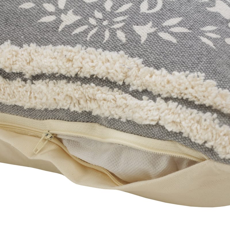Sevita Casual Mandala Medallion Lumbar Pillow with Tufted Border