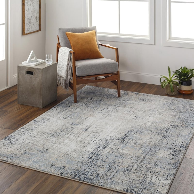 Livabliss Transitional Allegro Plus Abstract Area Rug - 10' x 14' - Denim/Taupe