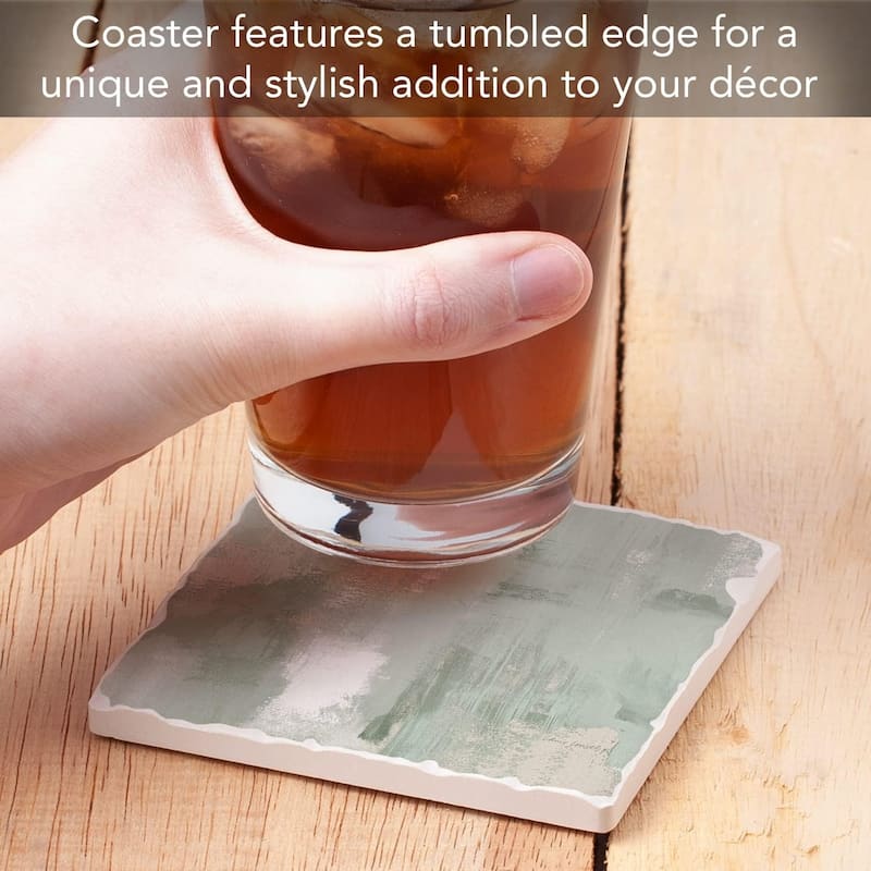 Absorbent Stone Tumbled Tile Coasters, Oasis, Set of 4