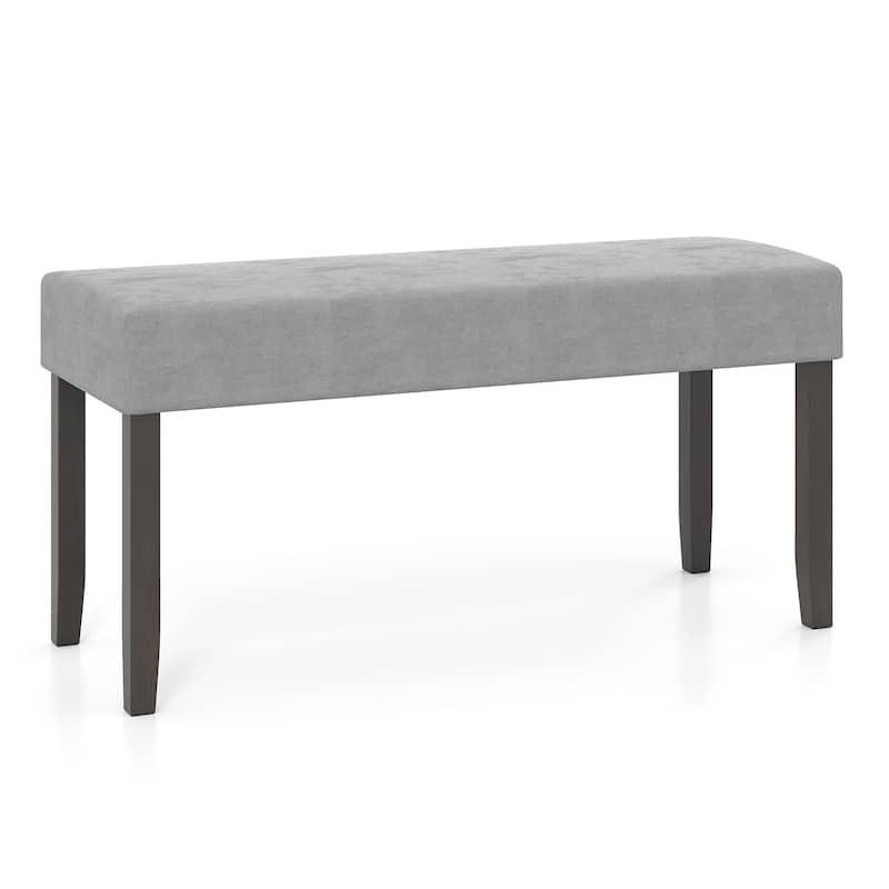 Grey Velvet Upholstered Rubber Wood Bench with Cushion and Storage - 40.5" x 15.5" x 20" - Grey