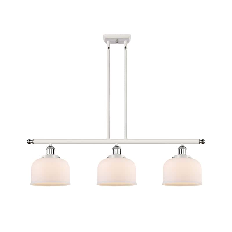 Innovations Lighting 916-3I-11-36 Bell Linear Bell 3 Light 36" Wide - White and Polished Chrome / Matte White