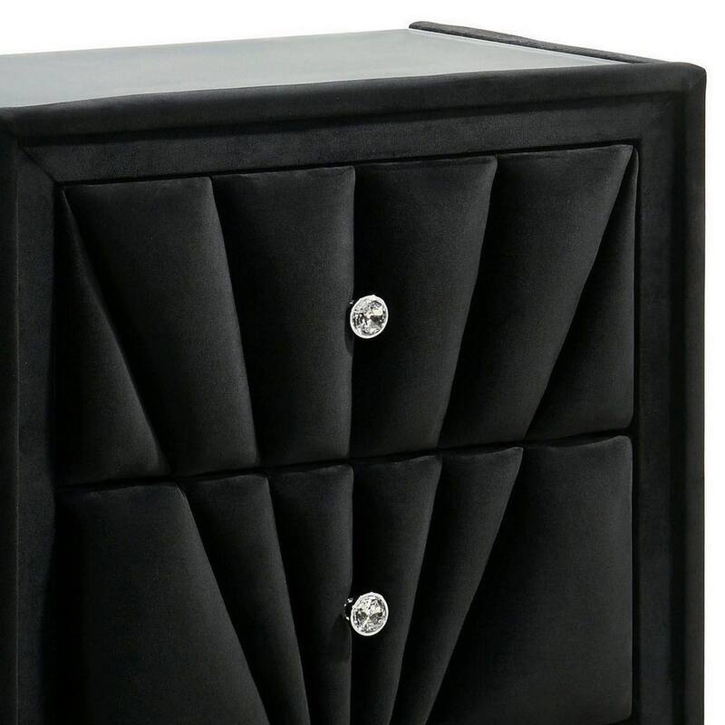 Black 2 Drawer 26.38 in. W Nightstand with Soft Velvet Upholstery