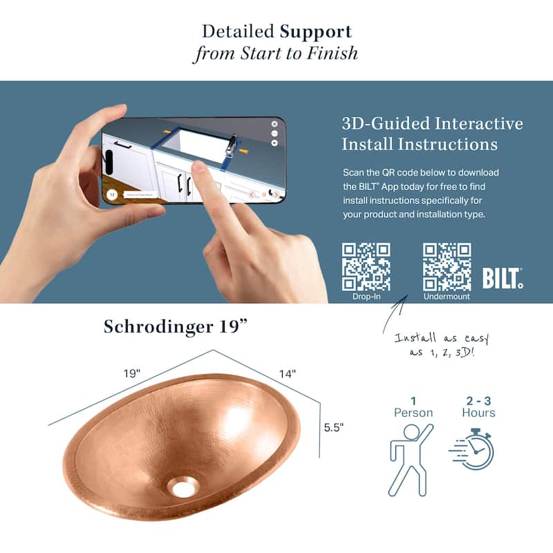 Schrodinger 19" Dual Flex Bathroom Sink in Naked Copper