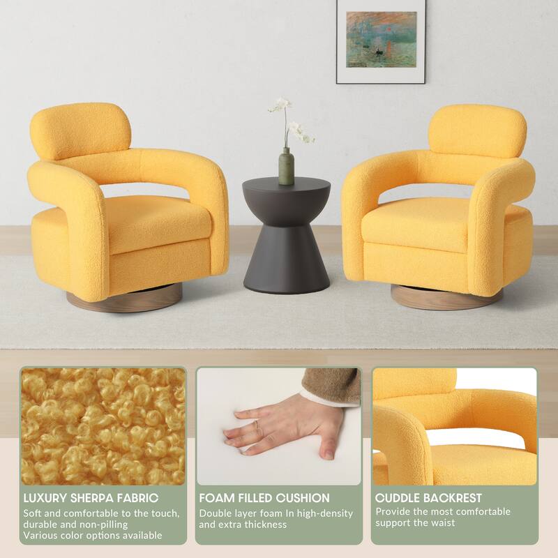 Bayville 29" Wide Sherpa Swivel Chair (Set of 2)