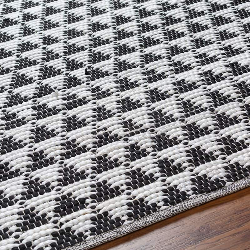 Livabliss Jean Recycled Cotton & Jute Boho Diamond Area Rug