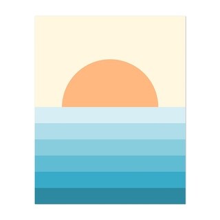 Geometric Sunset over the Ocean Digital Holiday Sea Art Print/Poster ...