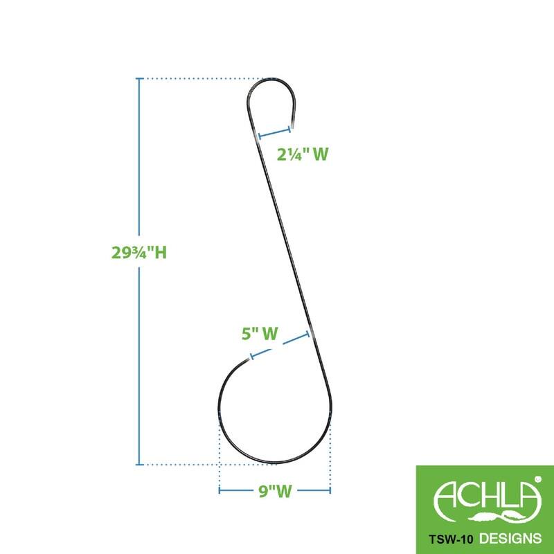 Achla Designs Set of 2 S-Hanger Hooks, 30 Inch Tall, Black Powder Coat Finish
