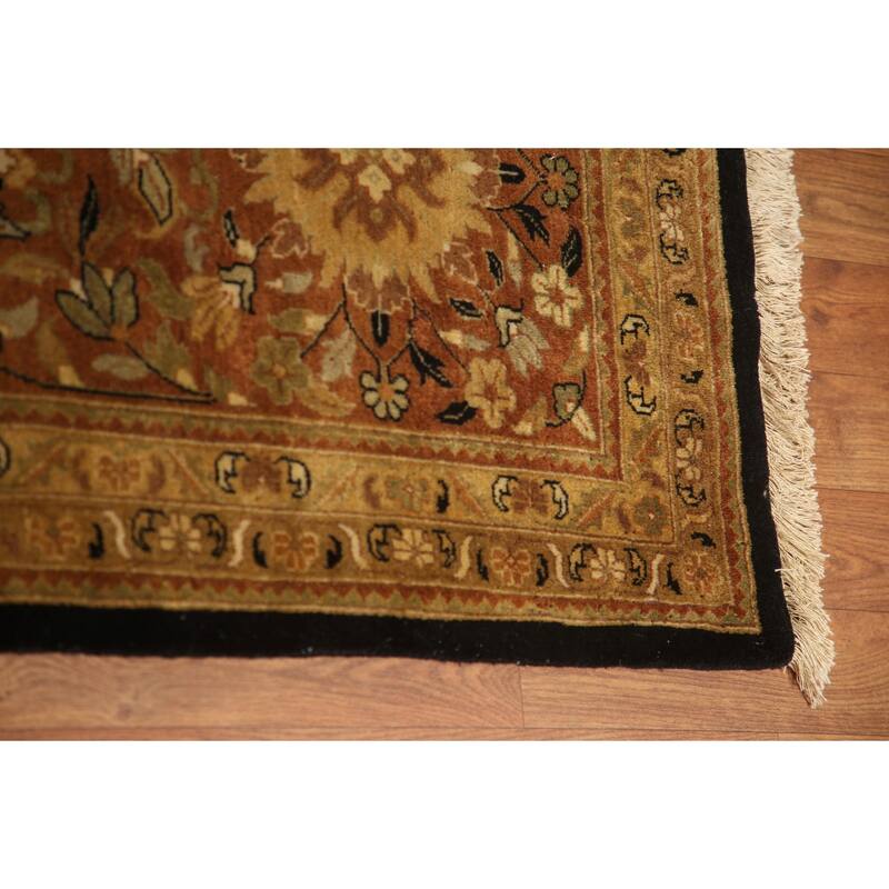 Hand Knotted Oriental 100% Wool Carpet Traditional Floral Black Kashan Area Rug - 18' 0'' X 12' 2''