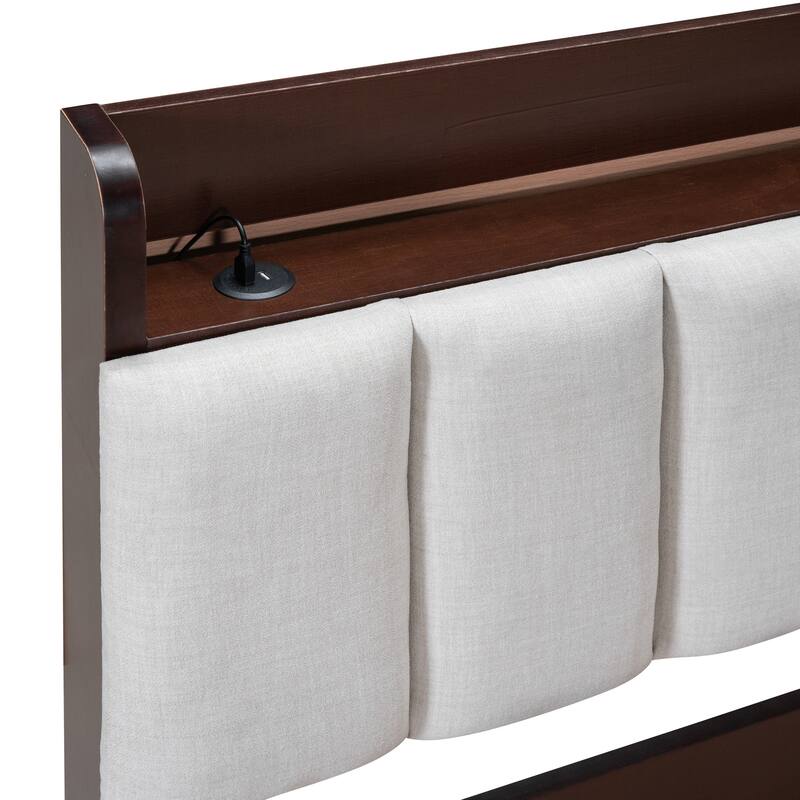 Queen size Platform Bed with USB Charging Station and Storage