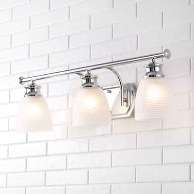 Fairfax Metal/Glass Contemporary Modern LED Vanity Light, by JONATHAN Y