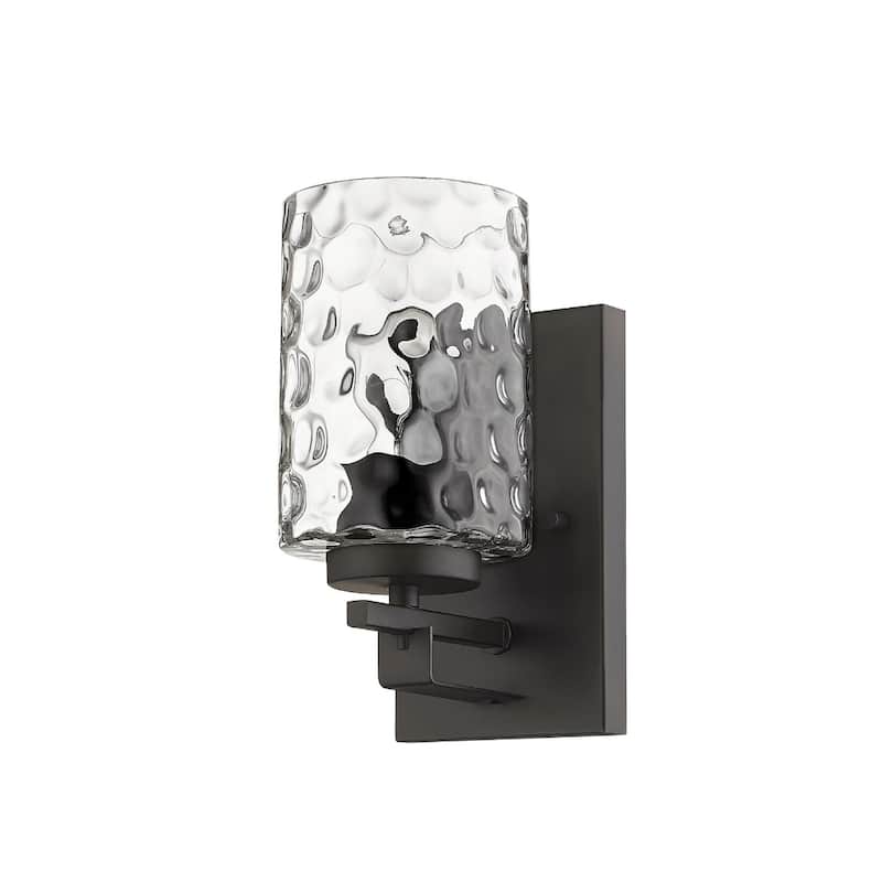 Transitional Hardwired Wall Sconce Light Fixture with Clear Glass Shade and Dimmable Damp Rated - 9.5" H x 4.75" W x 5.75" D - Bronze