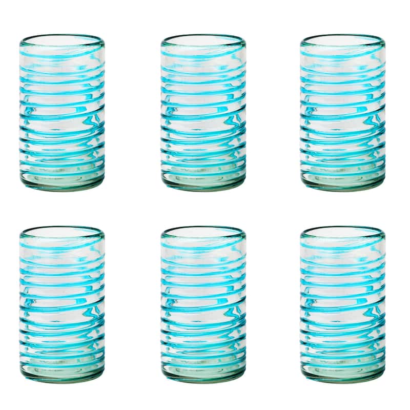 10 Strawberry Street Meridia Handblown Mexican Glassware, Sets of 6 - 16 oz. Hiball - 6 Piece
