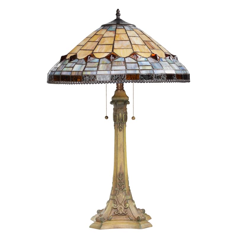 Alice River of Goods Multicolor Stained Glass Dome Shade 26.75-Inch Table Lamp - 18" x 18" x 26.75"