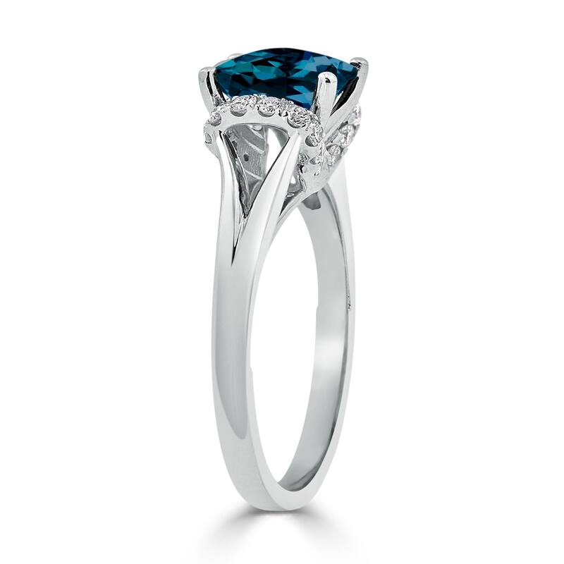 Auriya 1 3/4ct Modern Cushion-cut London Blue Topaz and Diamond Engagement Ring 1/4ctw 14k Gold