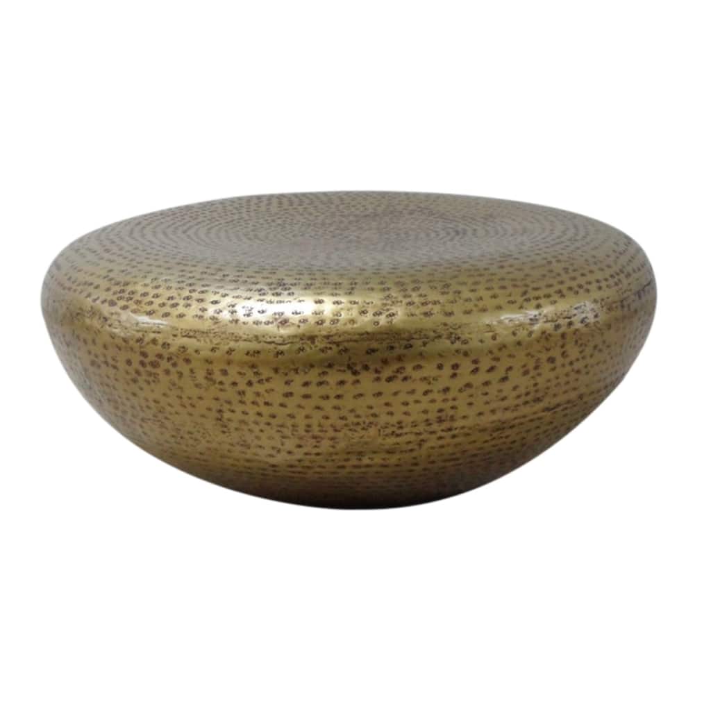 Round Hammered Textured Coffee Table - 30.5" - Brass Tone