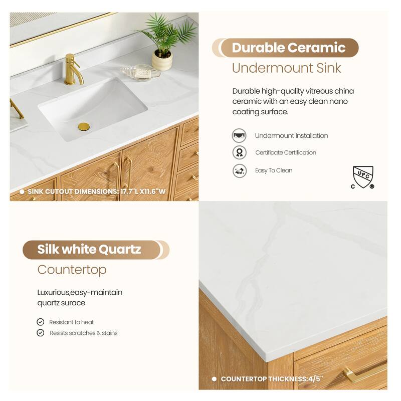 Jakarta Bath Vanity with Quartz Stone Top without Mirror