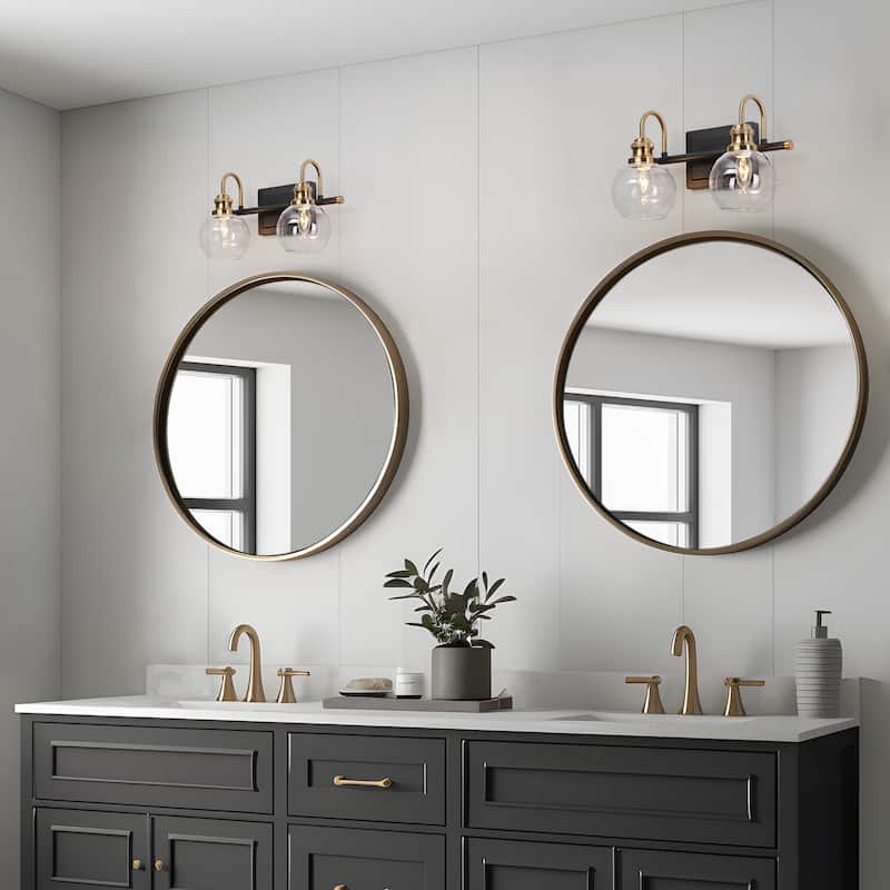 Modern Black Gold Bathroom Vanity Lights Globe Glass Wall Sconce
