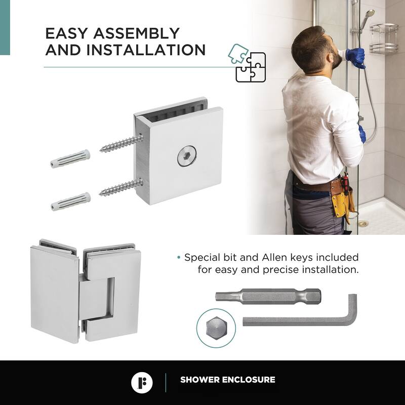 Neo Angle, Acrylic Shower Base with Compatible Glass Frameless Shower Enclosure