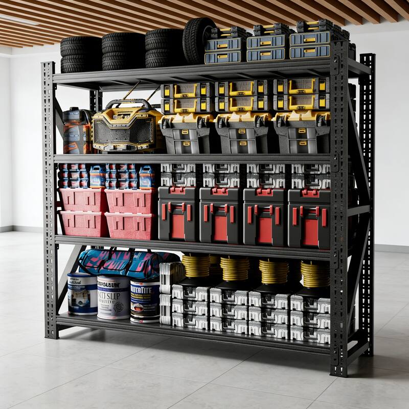 Heavy Duty Metal Adjustable Garage Shelves, 75"H Industrial Shelving Unit 4000LBS Capacity Steel Storage Rack