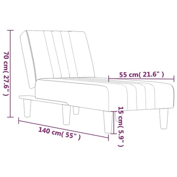 dimension image slide 0 of 2, vidaXL Chaise Longue Black Velvet - 21.7" x 55.1" x 27.6"