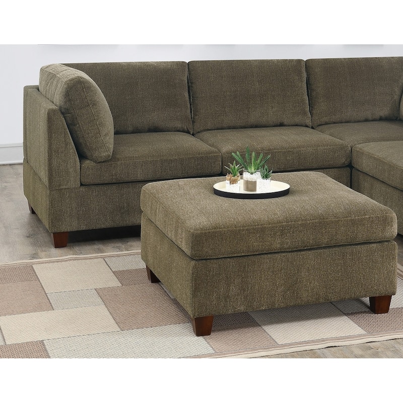 Modular Living Room Furniture Ottoman Ash Chenille Fabric 1pc Cushion Ottoman Couch