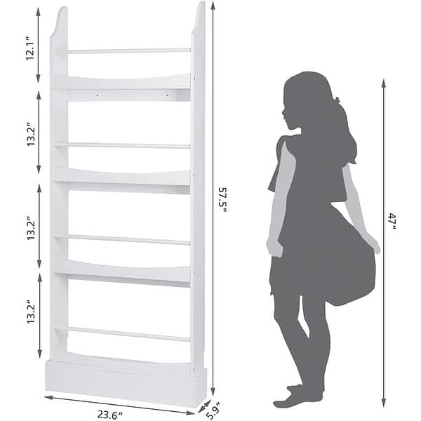 dimension image slide 1 of 2, UTEX Kids Bookshelf,Children's Bookcases and Storage, Kids Bookcase Rack Wall for Bedroom,Study Living Room,White