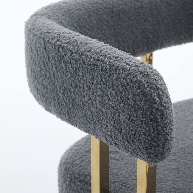 2-Piece Modern Accent Chairs with Gold Metal Legs & Teddy Upholstery, for Living Room or Office