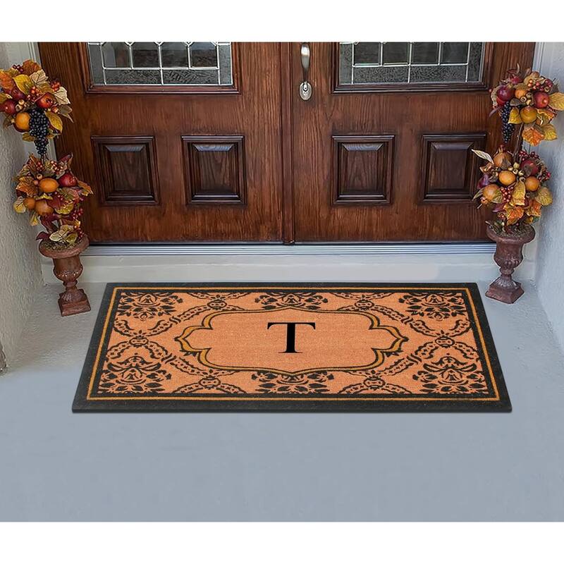A1HC Uriel Bleached Coir Anti-shred Monogrammed Doormat, 30" X 60"